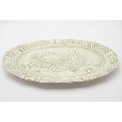 Mervyn's Large Green Ceramic Turkey Platter 18.5" x 14.25" Made in Portugal