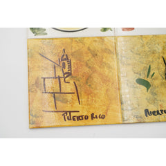 Vintage 4-pcs Los Bohios Puerto Rico Hand-Painted Ceramic Coasters Trivets Tiles