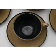 Pier 1 Imports Kioko Stoneware 4 Flat Cups & Saucers + Teapot Set Made in China