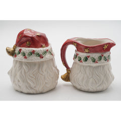 World Bazaars Christmas Ceramic Santa Claus Head Creamer and Sugar Bowl