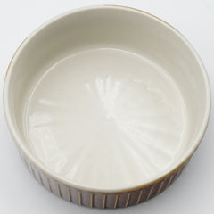 Vintage Hall USA #2504 Pottery Brown Ribbed Souffle Baking Dish 6 3/4”