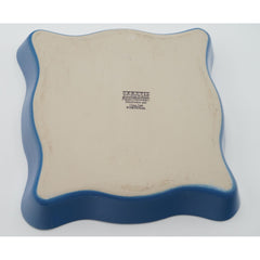 Cerutil Stoneware Casserole 11" x 11", Baking Dish Blue Fluted Edge Portugal