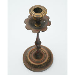 Vintage Hand Etched Brass 9.5" Tall Taper Candlestick / Candle Holder