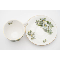Vintage Paragon Canadian Provincial Flowers Dogwood Footed Teacup and Saucer Set