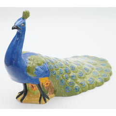 Holland Mold Ceramic Peacock Large Statue 15" x 10.5" Entryway Feng Shui