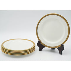 Vintage Cauldon England Gold Encrusted Band 9" Salad Plates Gold Trim Set of 6