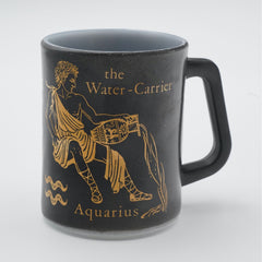 Vintage Federal Glass Zodiac Aquarius Mug Black - The Water Carrier