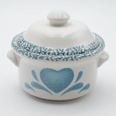 Corning Corelle Blue Hearts Individual Casserole & Lid Blue Sponge Rim