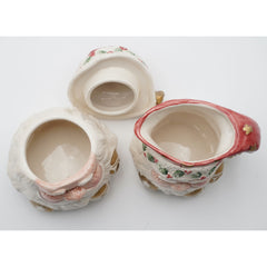 World Bazaars Christmas Ceramic Santa Claus Head Creamer and Sugar Bowl