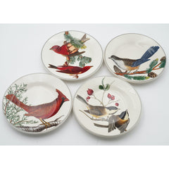 Pottery Barn Winter Fauna 8.75" Salad Plates Stoneware, Mixed Set of 4