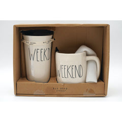 Rae Dunn Weekday Travel Tumbler & Weekend Coffee Mug Boxed Set By Magenta