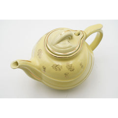 Vintage Hall 0799 6-Cup Parade Teapot & Lid Yellow, Gold Motif Made in USA