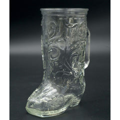 Vintage Clear Cowboy Boot Drinking Glass Beer Mug