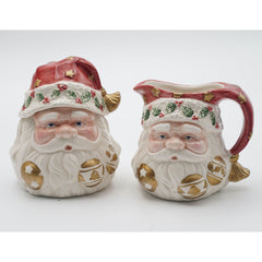 World Bazaars Christmas Ceramic Santa Claus Head Creamer and Sugar Bowl