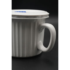 CorningWare French White Stoneware Soup Mug & Vented Plastic Lid 20 oz