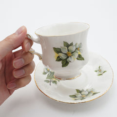 Vintage Paragon Canadian Provincial Flowers Dogwood Footed Teacup and Saucer Set