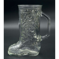 Vintage Clear Cowboy Boot Drinking Glass Beer Mug