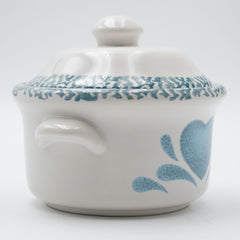 Corning Corelle Blue Hearts Individual Casserole & Lid Blue Sponge Rim