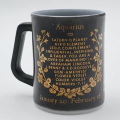 Vintage Federal Glass Zodiac Aquarius Mug Black - The Water Carrier