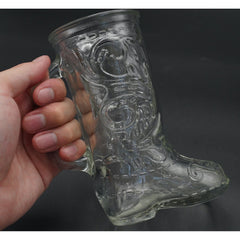 Vintage Clear Cowboy Boot Drinking Glass Beer Mug