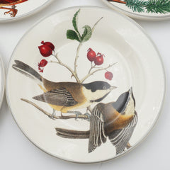 Pottery Barn Winter Fauna 8.75" Salad Plates Stoneware, Mixed Set of 4