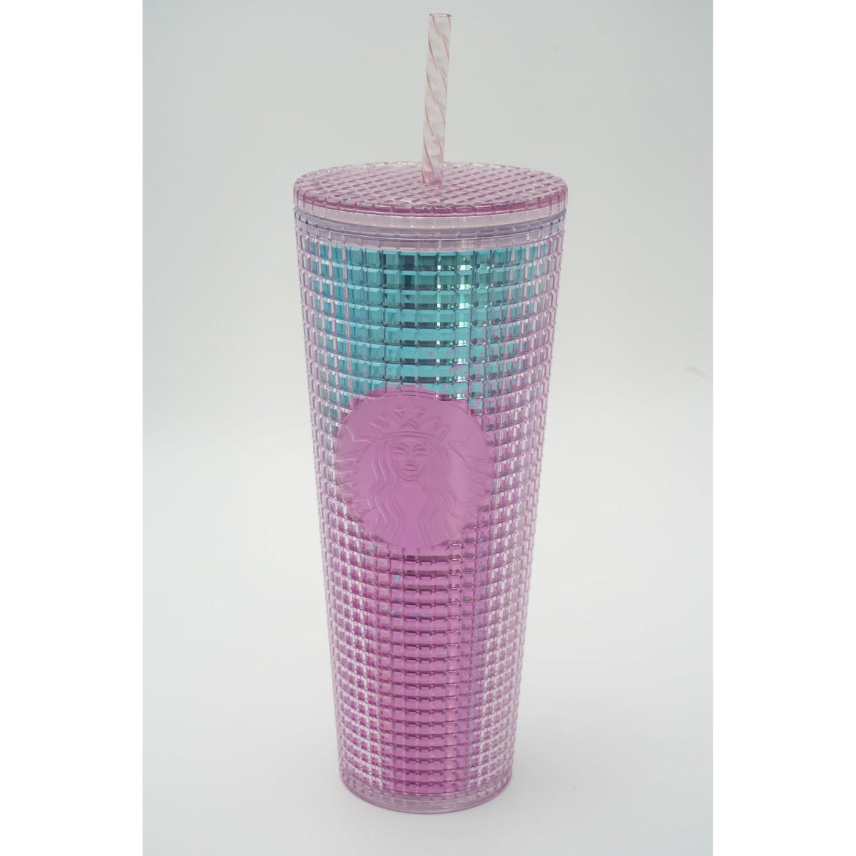 Starbucks 2021 Summer Pink and Blue Grid Kaleidoscope 24 oz Venti Tumbler