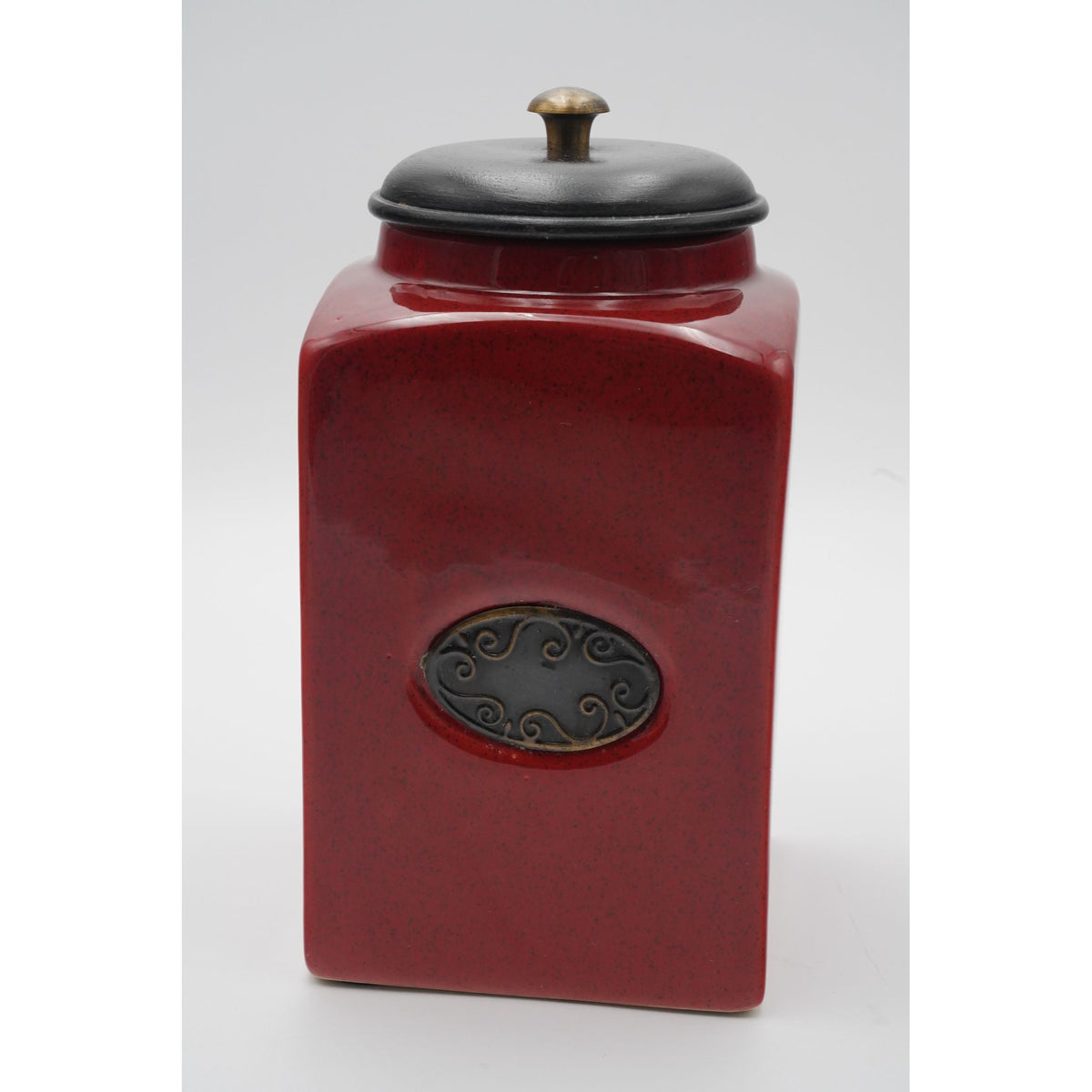 Pier 1 Imports Rustic Brick Red Ceramic Canister with Lid Square 9.75" x 5" x 5"