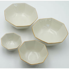 Vintage 1977 Fitz and Floyd Palais Buff Octagonal Vegetable Bowls Set of 4