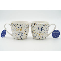 Pimpernel Porcelain Couple Mugs, ME AND YOU Mugs, Love, Hearts, Valentines Gift