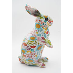 Easter Spring Decoupage Floral Bunny Rabbit Resin Figurine Table Decor 13"