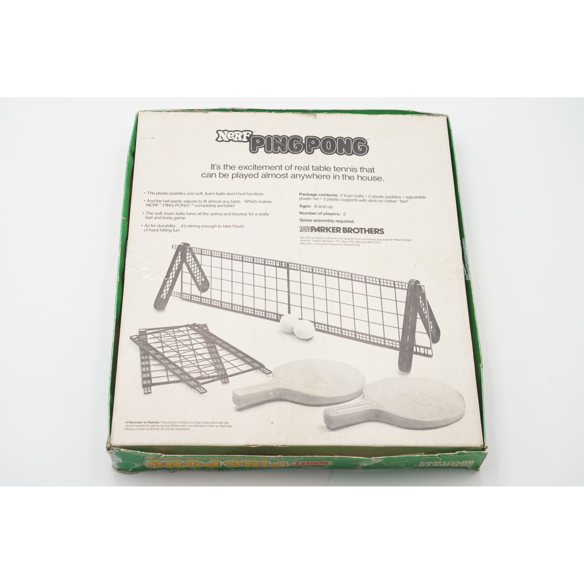 Vintage Nerf Ping Pong Game, Parker Brothers 0273, MISSING TWO BALLS