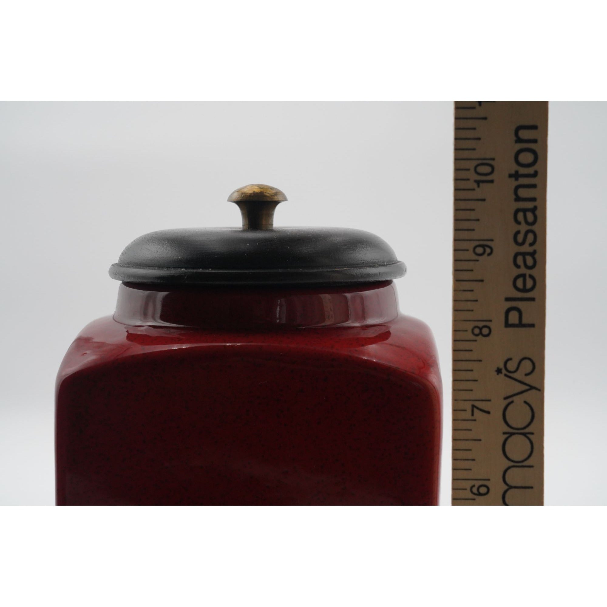 Pier 1 Imports Rustic Brick Red Ceramic Canister with Lid Square 9.75" x 5" x 5"