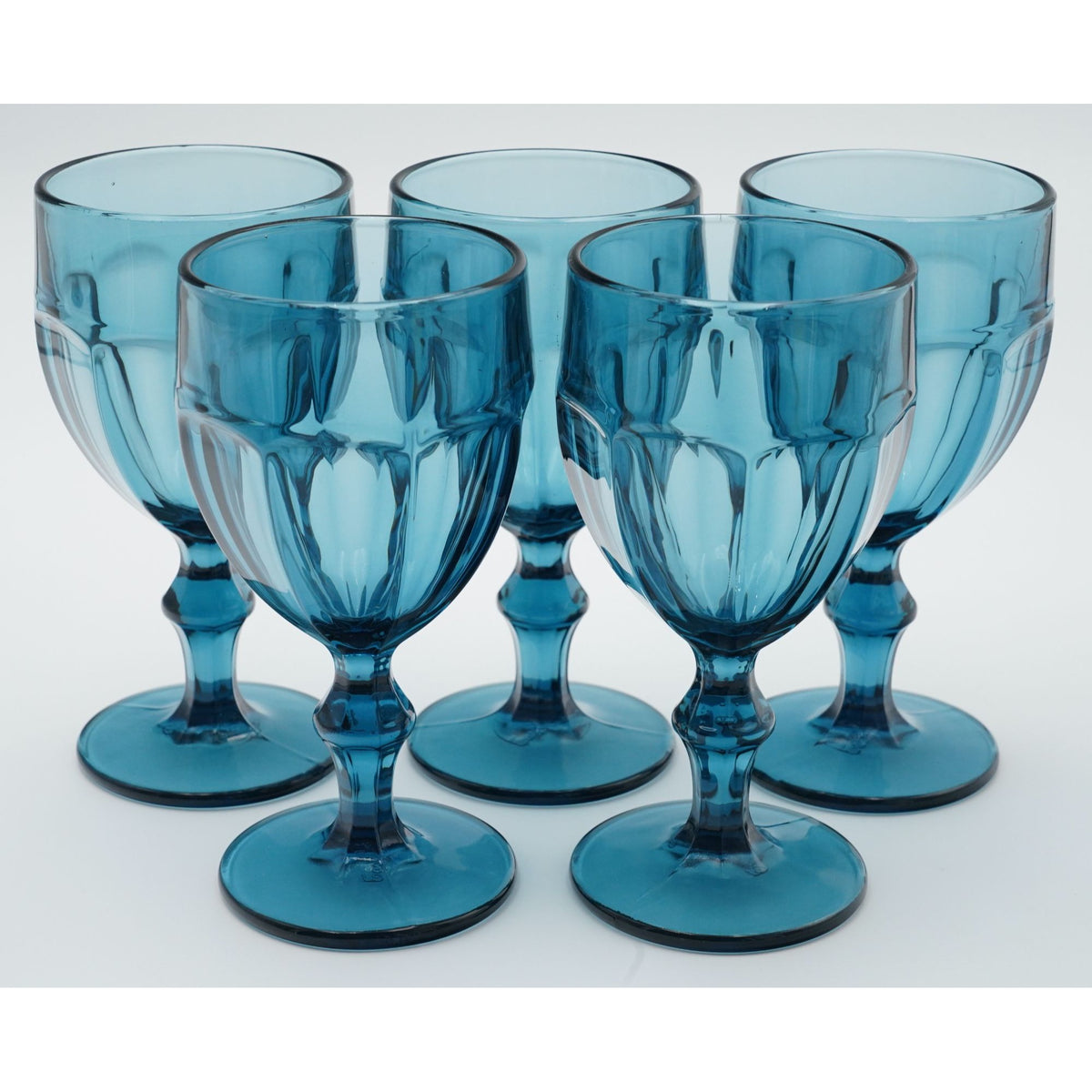 East Creek Glass Blue Gibralter Style Goblets Set of 5