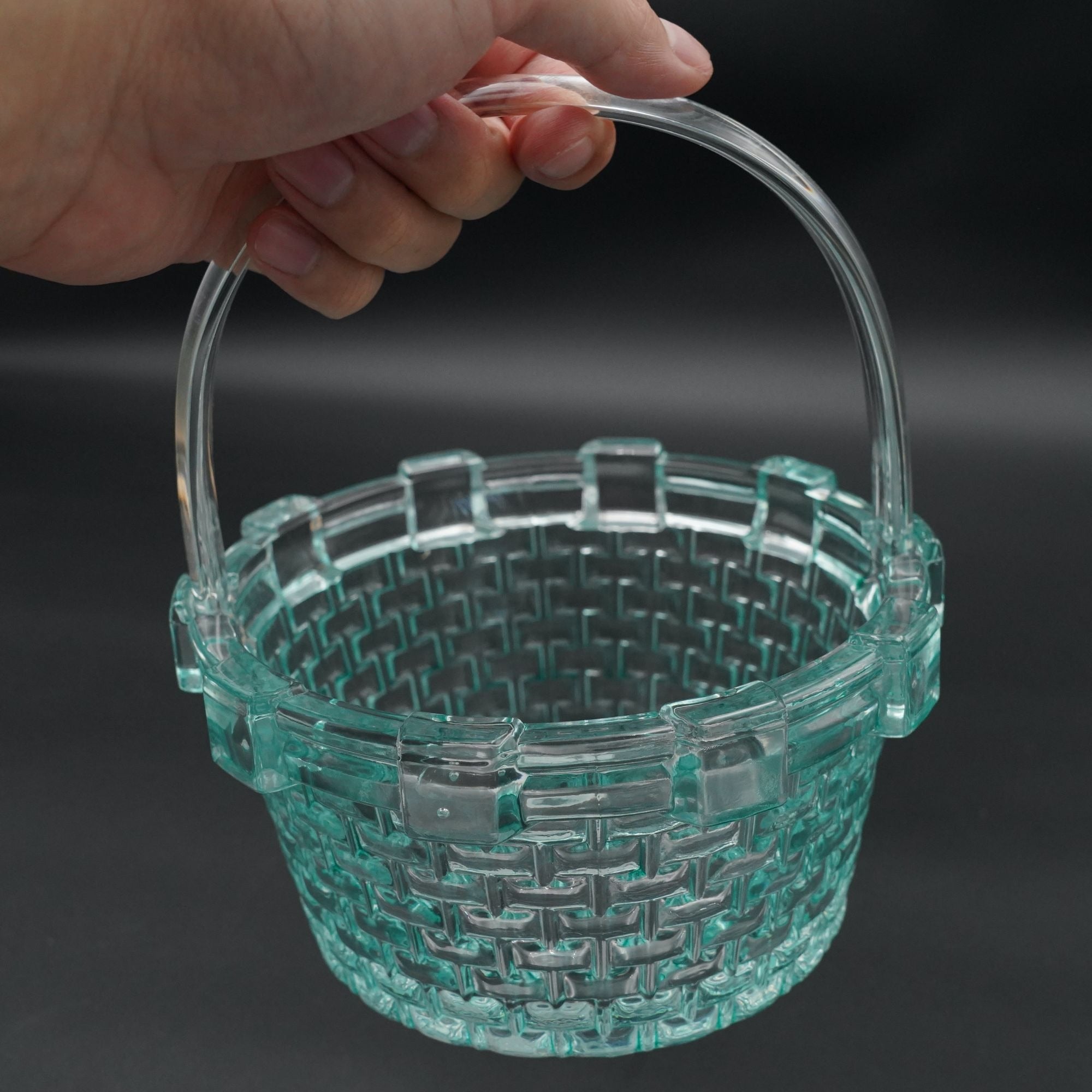Williams-Sonoma Clear Glass Woven Easter Basket Round