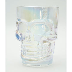 Clear Pearl Luster Skull Large Glass Mug Halloween