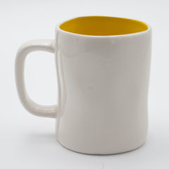 Rae Dunn TRAVEL Ceramic Coffee Mug Yellow Interior