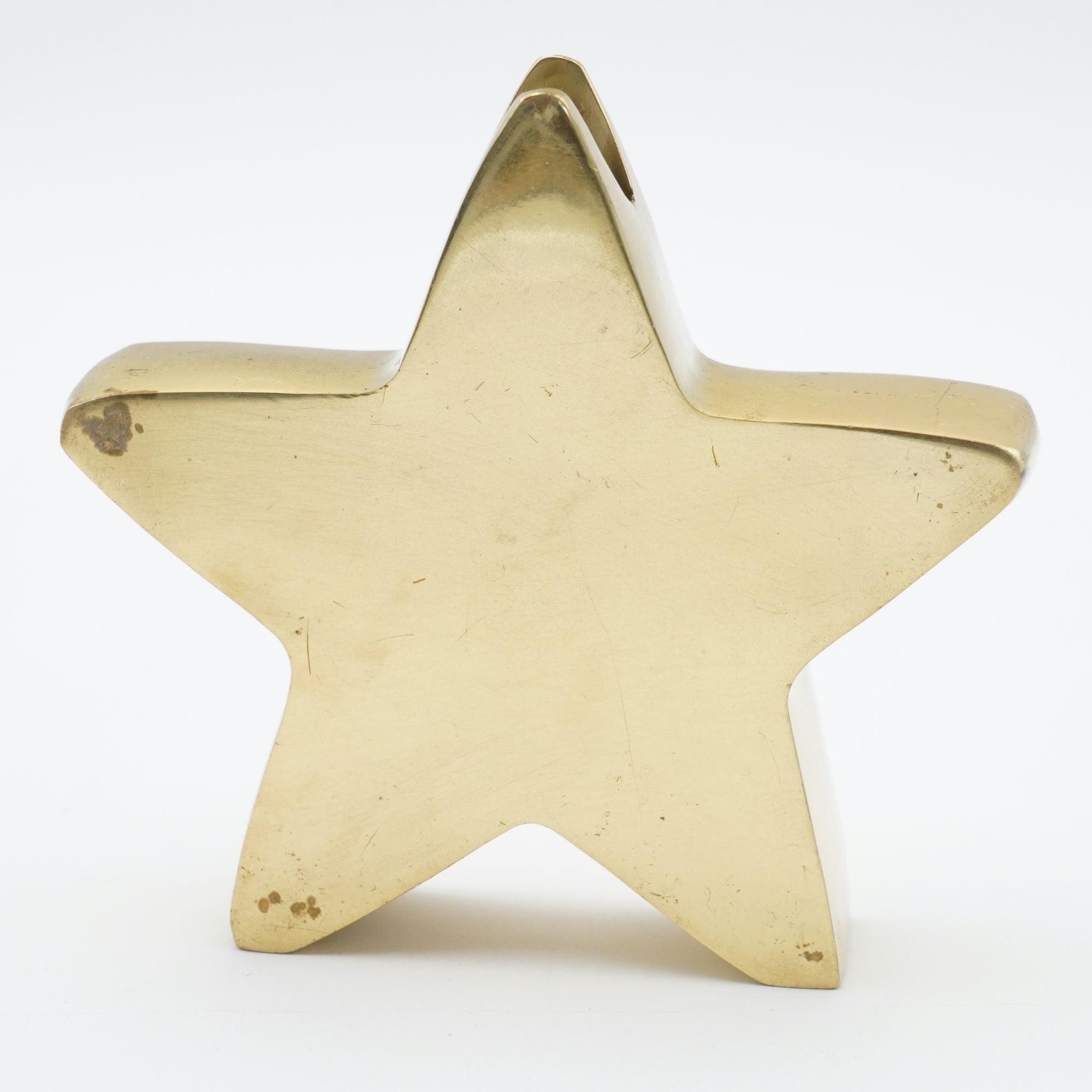 Brass Star Shaped Christmas Candle Holder - Peace