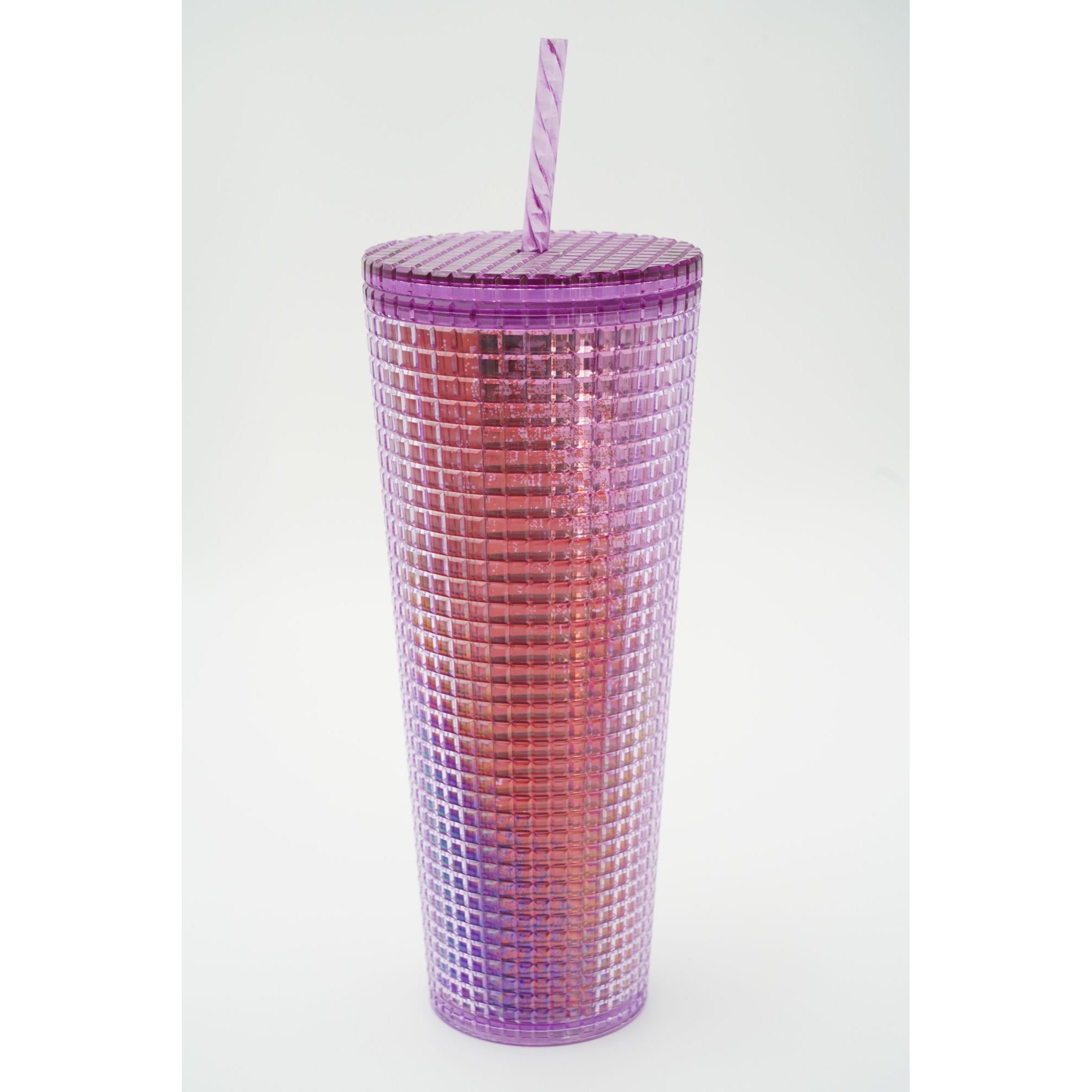 Starbucks 2021 Summer Purple and Red Grid Kaleidoscope 24 oz Venti Tumbler