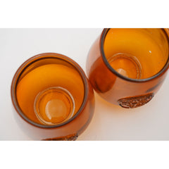 Authentic 100% Recycled Glass San Miguel Amber Brown 5" H Tumblers Set of 2