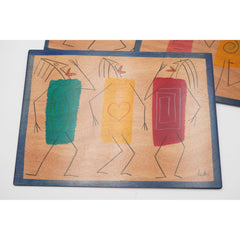 Kakadu Hand-Painted Large Rectangular Wooden Placemats Signed 16" x 12" Set of 4