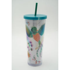 Starbucks Quetzal Bird Tropical Floral Flowers Venti Tumbler 24oz Cold Cup