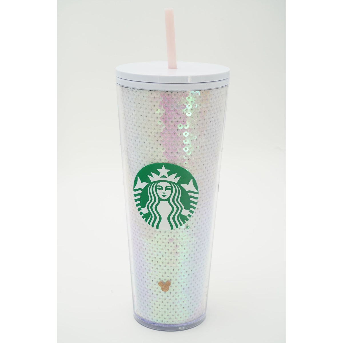 Starbucks Disney Mickey Mouse White Sequin Venti 24oz Tumbler