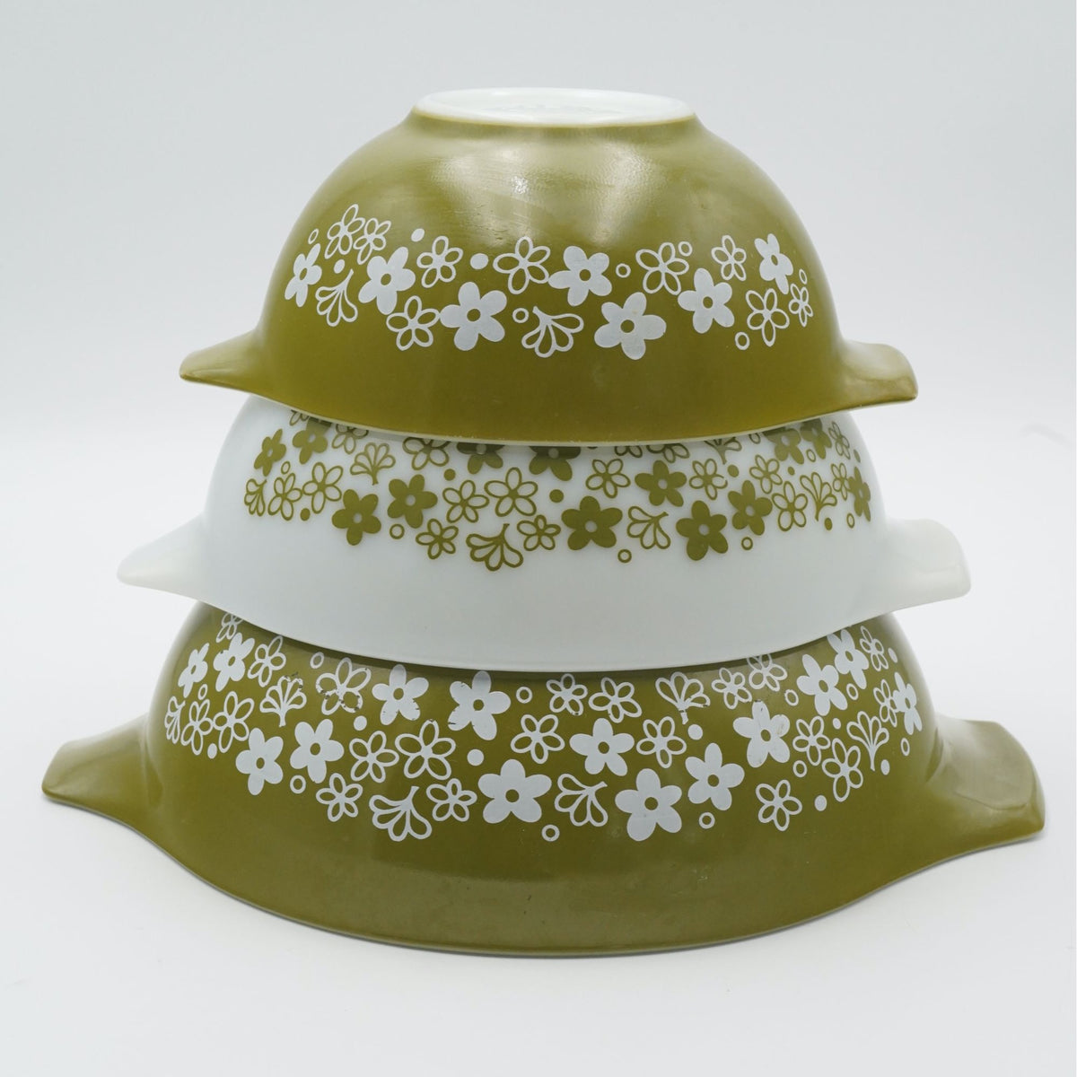 Vintage Corning Pyrex Spring Blossom Cinderella Nesting Mixing Bowls 442 443 444