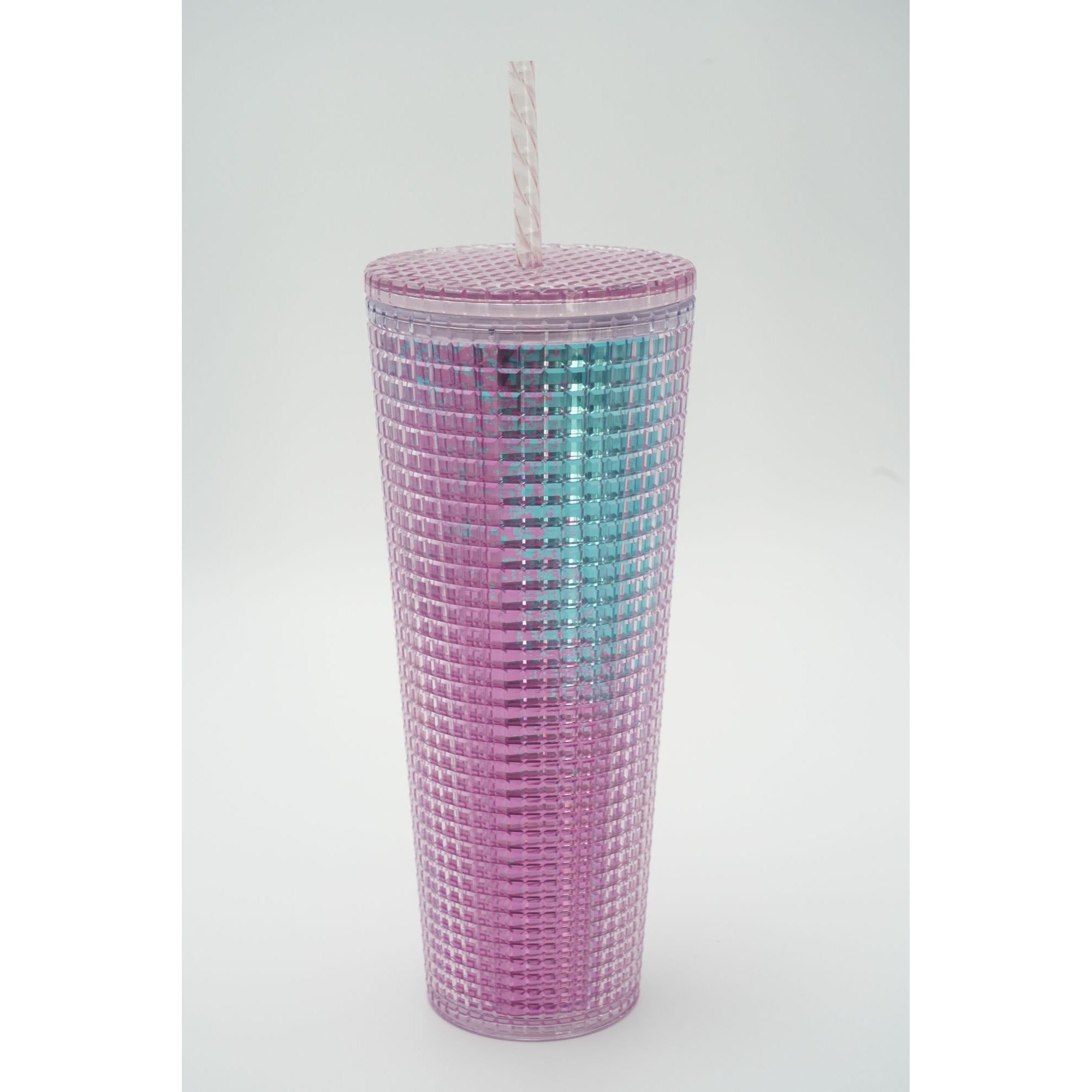 Starbucks 2021 Summer Pink and Blue Grid Kaleidoscope 24 oz Venti Tumbler