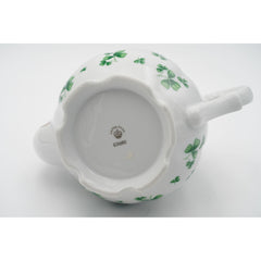 Lefton China Shamrock Teapot w/Lid, Gold Tone Accents #03080