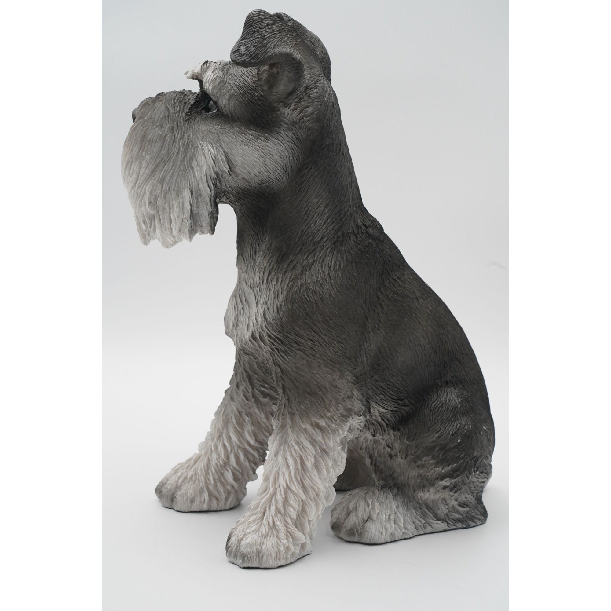 Large Sitting Realistic Schnauzer Puppy Dog Figurine Resin 12.5"