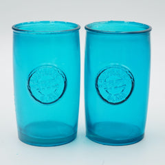 Authentic 100% Recycled Glass San Miguel Blue 5.25" H Tumblers Set of 2