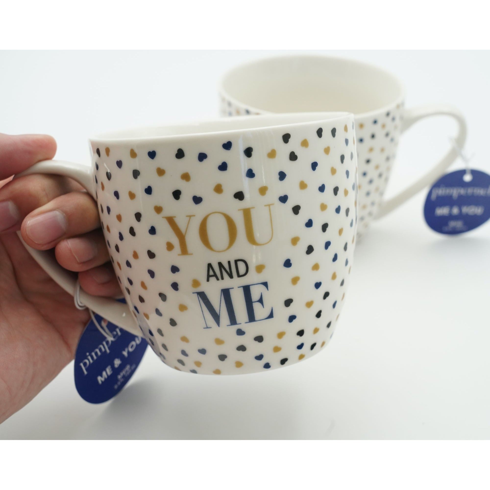 Pimpernel Porcelain Couple Mugs, ME AND YOU Mugs, Love, Hearts, Valentines Gift