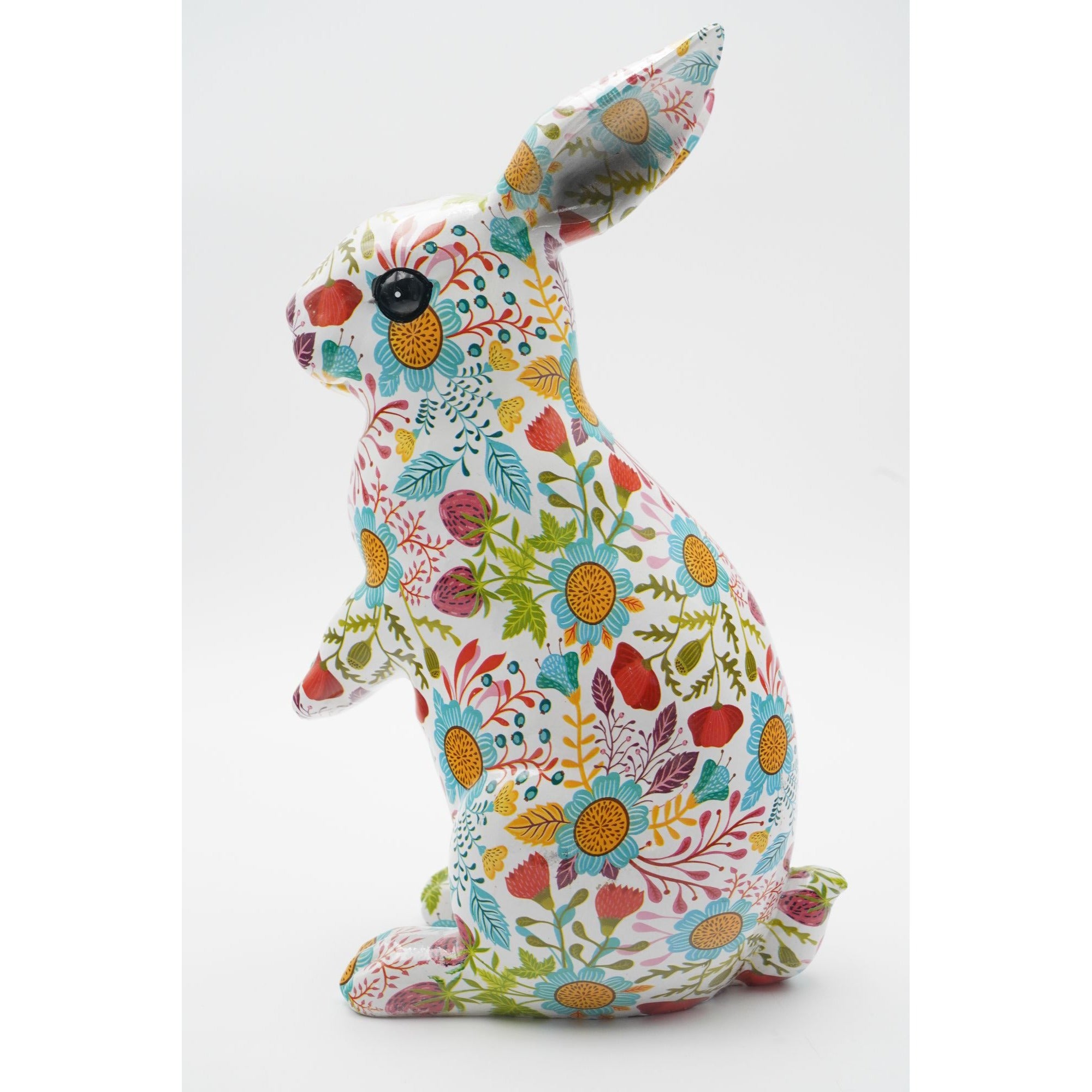 Easter Spring Decoupage Floral Bunny Rabbit Resin Figurine Table Decor 13"