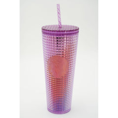 Starbucks 2021 Summer Purple and Red Grid Kaleidoscope 24 oz Venti Tumbler